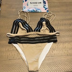 Mesh Tan and Black Bikini
